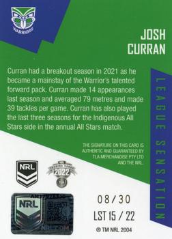 2022 NRL Elite - League Sensations Signatures Team #LST15 Josh Curran Back